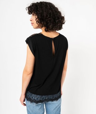 Tee-shirt sans manches multimatière à dentelle femme vue3 - GEMO 4G FEMME - GEMO