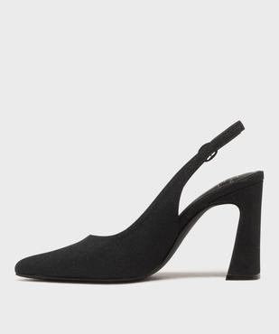 Escarpins slingback à talon haut en matière pailletée femme - Follow Me vue3 - FOLLOW ME - GEMO