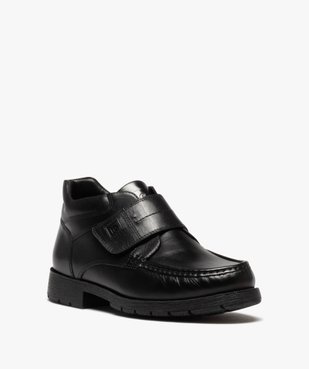 Boots homme unies en cuir avec scratch - Pierre Cardin vue2 - PIERRE CARDIN DIFFUSION - GEMO