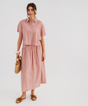 Jupe longue en coton et viscose à rayures femme vue1 - GEMO(FEMME PAP) - GEMO