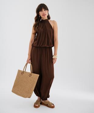 Blouse sans manches en satin avec col noué femme vue5 - GEMO(FEMME PAP) - GEMO