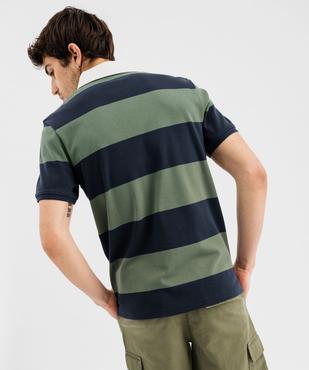 Polo manches courtes en jersey de coton rayé homme vue3 - GEMO 4G HOMME - GEMO