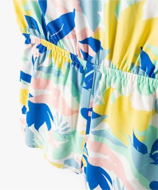 Combishort fille à motif feuillage et volants sur les épaules vue2 - GEMO (ENFANT) - GEMO