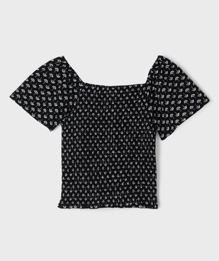 Tee-shirt en viscose avec buste smocké fille vue3 - GEMO 4G FILLE - GEMO