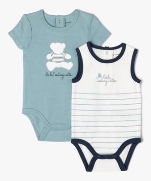 Bodies à manches courtes bébé garçon (lot de 2) - LuluCastagnette vue2 - LULUCASTAGNETTE - GEMO