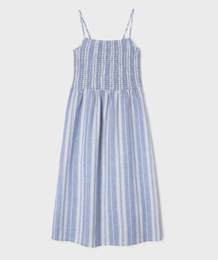 Robe à bretelles en viscose et lin buste smocké fille vue2 - GEMO 4G FILLE - GEMO