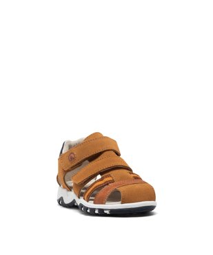 Sandales garçon en cuir avec brides à scratch et bout fermé - Alma Planète vue2 - ALMA - GEMO