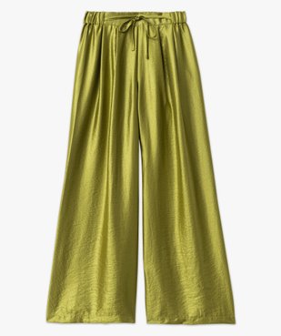 Pantalon large et fluide en viscose gaufrée et satinée femme vue4 - GEMO(FEMME PAP) - GEMO