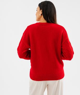 Pull col rond Noël femme vue3 - GEMO(FEMME PAP) - GEMO
