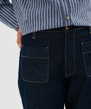 Jean wide leg en denim de coton avec poches plaquées femme vue3 - GEMO 4G FEMME - GEMO