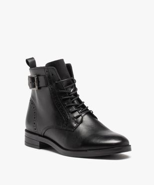 Bottines femme à lacet dessus cuir à bords perforés – Tanéo vue3 - TANEO - GEMO