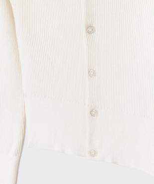 Gilet col rond en maille côtelée fille vue2 - GEMO (JUNIOR) - GEMO