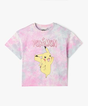 Tee-shirt manches courtes tie-and-dye imprimé Pikachu fille - Pokémon vue2 - POKEMON - GEMO