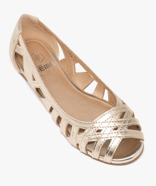 Ballerines fille unies effet métallisé avec bout ouvert vue5 - GEMO (ENFANT) - GEMO