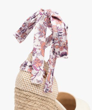 Sandales femme en toile avec semelle compensée en corde vue6 - GEMO 4G FEMME - GEMO