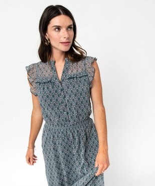 Robe longue sans manches à taille smockée femme vue2 - GEMO(FEMME PAP) - GEMO