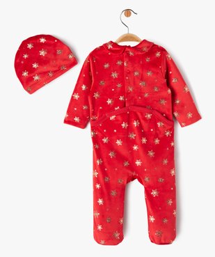Pyjama velours spécial Noël avec bonnet bébé fille vue4 - GEMO(BEBE DEBT) - GEMO