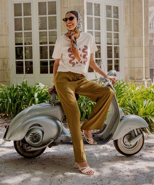 Pantalon ample en satin froissé femme vue4 - GEMO 4G FEMME - GEMO