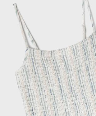 Robe midi rayée à fines bretelles et buste smocké fille vue2 - GEMO 4G FILLE - GEMO