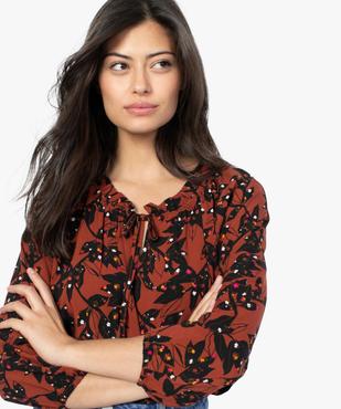 Blouse femme imprimée avec manches 3/4 élastiquées vue2 - GEMO(FEMME PAP) - GEMO