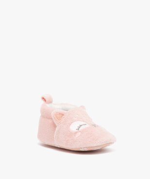 Chaussons de naissance bébé fille en velours uni en forme de chat vue2 - GEMO 4G BEBE - GEMO