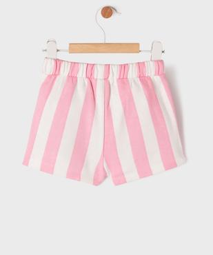 Short en molleton à rayures bébé fille vue3 - GEMO 4G BEBE - GEMO