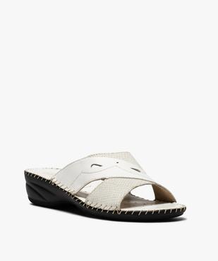 Mules femme confort en cuir à petit talon compensé vue2 - GEMO (CONFORT) - GEMO