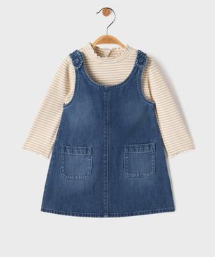 Ensemble robe en jean + tee-shirt manches longues bébé fille vue1 - GEMO(BEBE DEBT) - GEMO