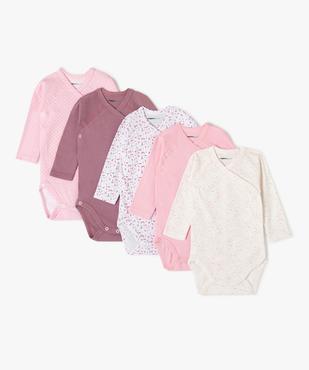 Bodies bébé fille à manches longues fermeture croisée (lot de 5) - No gaspi vue1 - NOGASPI - GEMO