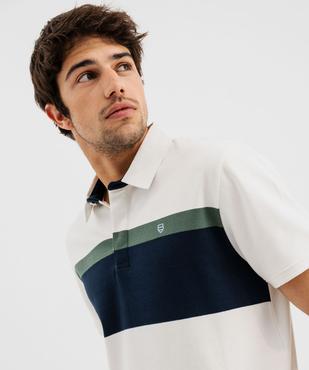 Polo manches courtes à bandes colorées homme vue2 - GEMO (HOMME) - GEMO