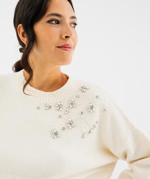 Pull col rond strass femme vue3 - GEMO(FEMME PAP) - GEMO