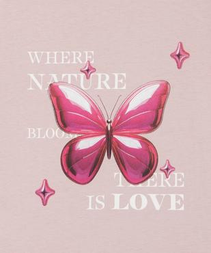 Tee-shirt manches courtes avec motif girly fille vue4 - GEMO 4G FILLE - GEMO