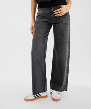 Jean flare taille haute à clous et bords francs femme vue1 - GEMO(FEMME PAP) - GEMO