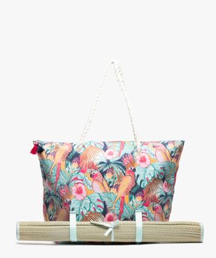 Sac de plage femme motif perroquets avec natte intégrée vue1 - GEMO (ACCESS) - GEMO