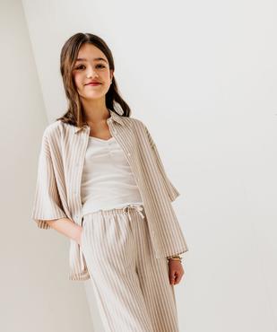 Chemise rayée à manches courtes fille vue4 - GEMO 4G FILLE - GEMO