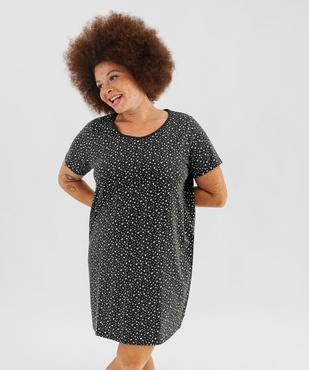 Chemise de nuit manches courtes en coton stretch femme grande taille vue1 - GEMO 4G FEMME - GEMO