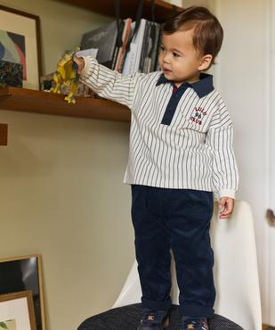 Sweat en molleton rayé look polo bébé garçon - LuluCastagnette vue4 - LULU CASTAGNETTE G4G D - GEMO