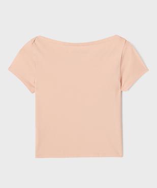 Tee-shirt manches courtes et col bateau coupe courte fille vue3 - GEMO 4G FILLE - GEMO