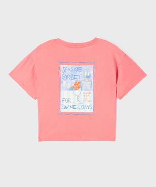 Tee-shirt manches courtes coupe courte imprimé dos fille vue4 - GEMO (ENFANT) - GEMO
