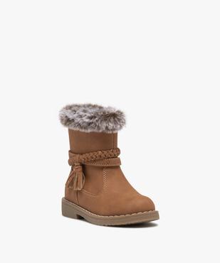Boots bébé fille fourrées dessus uni à brides fantaisies vue2 - GEMO(BEBE DEBT) - GEMO