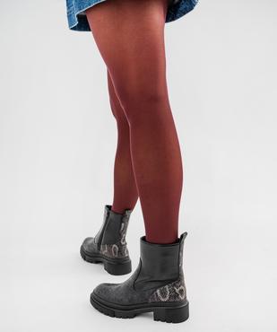 Boots avec empiècements texturés et semelle crantée femme - Emilia Rosa vue7 - EMILIA ROSA - GEMO