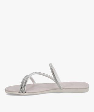 Mules femme à talon plat unies à brides strass vue3 - GEMO (CASUAL) - GEMO