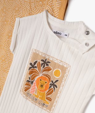 Combishort en coton avec motifs lions bébé garçon (lot de 2) vue2 - GEMO(BEBE DEBT) - GEMO