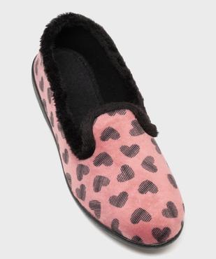 Chaussons pantoufles en velours imprimé cœurs femme vue5 - G'FLEX GEMO FOR GOOD - GEMO