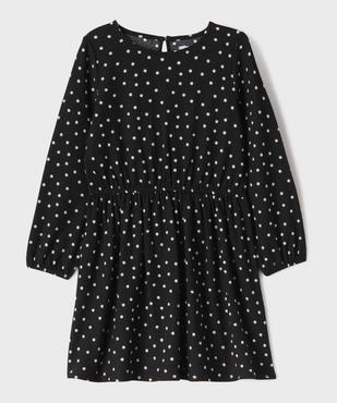 Robe courte à manches longues en maille texturée extensible fille vue1 - GEMO (ENFANT) - GEMO