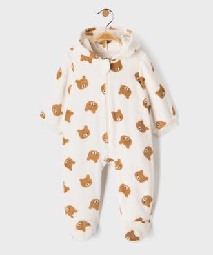 Combinaison pilote en velours à capuche imprimée bébé vue1 - GEMO(BB COUCHE) - GEMO