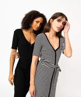 Robe chemise en maille côtelée à manches courtes femme vue6 - GEMO(FEMME PAP) - GEMO