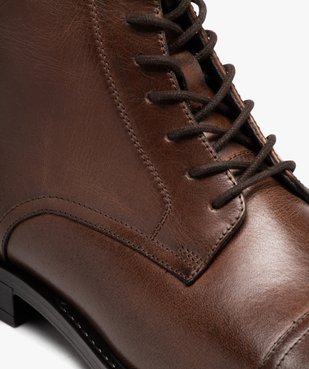 Boots homme dessus en cuir uni à bout surpiqué - Taneo vue6 - TANEO - GEMO