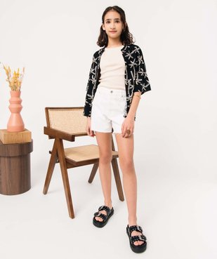 Chemise fille à manches courtes avec motifs palmiers vue6 - GEMO (JUNIOR) - GEMO