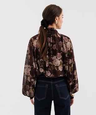 Blouse manches longues en voile transparent et col lavallière femme vue2 - GEMO(FEMME PAP) - GEMO